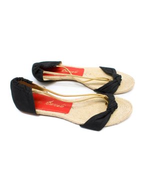 Paloma Barcelo Black and Gold Espadrille Sandals