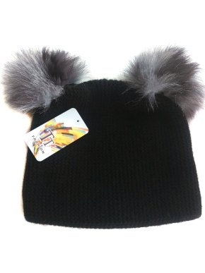 Russian fur pompom hat with silver fox fur