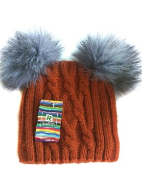 Russian fur pompom hat with silver fox