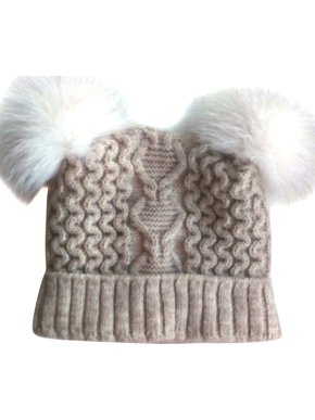 Russian fur pom pom hat with white fox fur