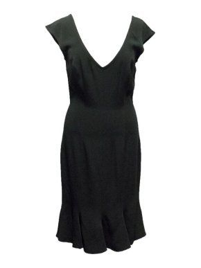 Ozbek Black V-Neck Evening Dress
