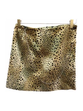 John Richmond Leopard Print Pony Hair Mini Skirt