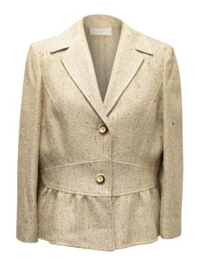 Valentino Roma Beige and Gold Peplum Jacket