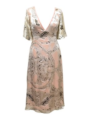 Temperley London Silk Cream And Pink Dress