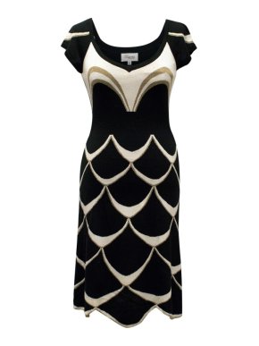 Temperley London Silk Black Dress With Scallop Pattern