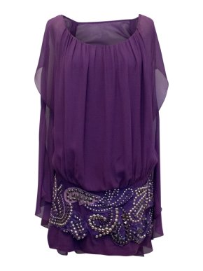 Balmain Purple Silk Dress With Studded Skirt