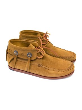 Saint Laurent Concho Calfskin Tan Suede Moccasins