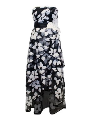 Marc Jacobs Black and White Gown with Applique Flowers