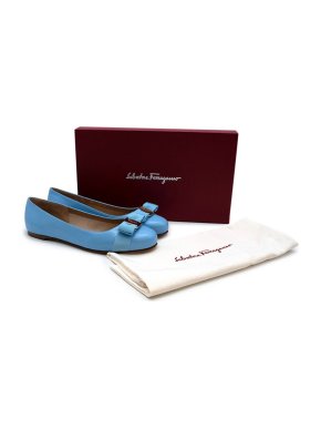 Salvatore Ferragamo sky blue Varina Flats