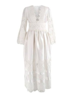 Erdem Irmina White Lace Panel dress