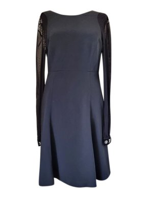 MaxMara black crepe chiffon sleeve dress