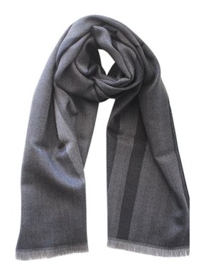 Gucci grey & black herringbone weave scarf