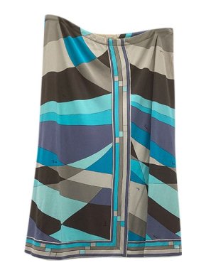 Emilio Pucci blue & grey geometric print silk skirt