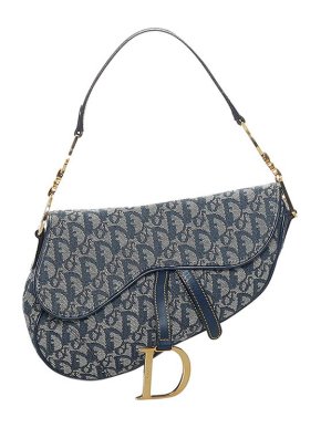 Dior navy Oblique canvas Saddle bag
