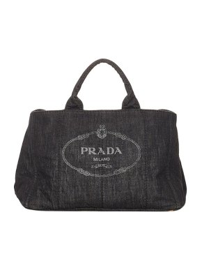 Prada indigo denim Canapa Logo tote bag