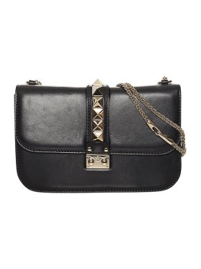 Valentino Garavani black leather Rockstud Glam Lock bag