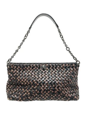 Bottega Veneta black & brown Intrecciato leather bag