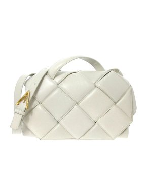 Bottega Veneta white Maxi Padded Intrecciato leather satchel bag