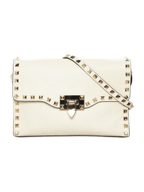 Valentino Garavani white leather Rockstud crossbody bag