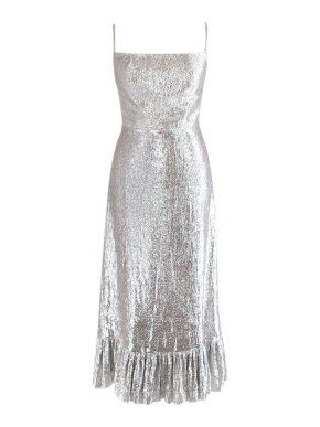 Silver Lamé The Midnight Garden Midi Dress