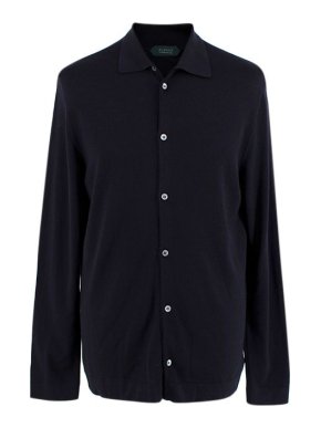 navy wool long sleeved cardigan 1