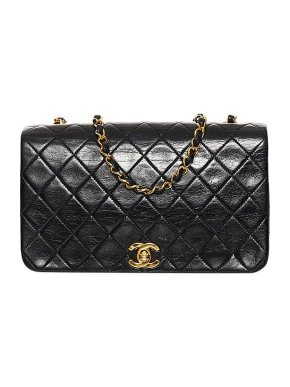 Chanel black lambskin leather quilted Flap bag