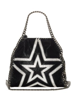 Stella McCartney black & silver Shaggy Deer Falabella tote bag