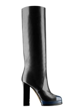 Chanel Black & Blue Platform Knee Boots