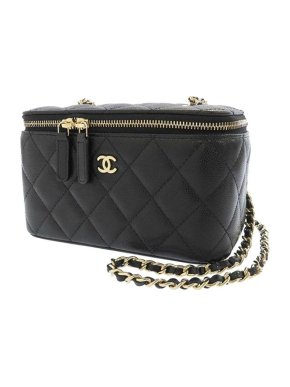 Chanel CC Matelasse Caviar Leather Vanity with Chain
