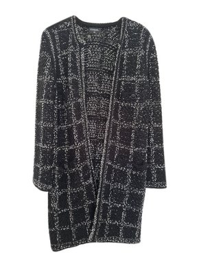 Chanel Black & White Boucle Knit Longline Cardigan