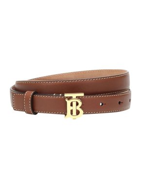 Burberry Brown Leather TB Monogram Belt - Size S