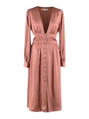 Reformation Nicola Praline Silk Tea Dress
