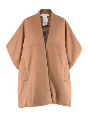 MaxMara Beige Wool Down Cape Jacket