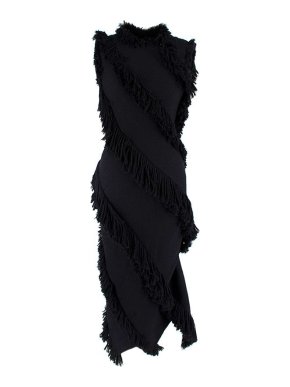 Lanvin Rivier black fringed sleeveless dress