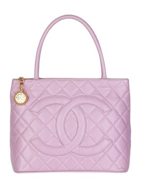 Chanel lilac Caviar leather quilted CC Medallion tote bag