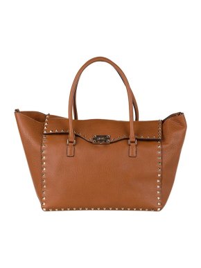 Valentino Garavani tan leather Rockstud tote bag