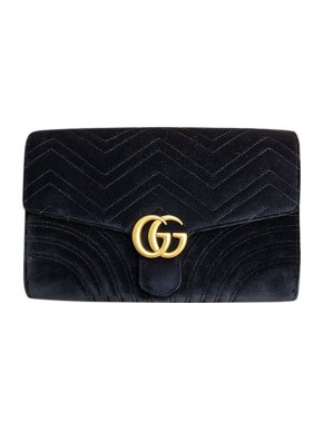 Gucci black velvet GG Marmont clutch bag