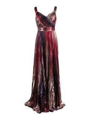 Zuhair Murad pink & purple ombre lurex pleated silk gown