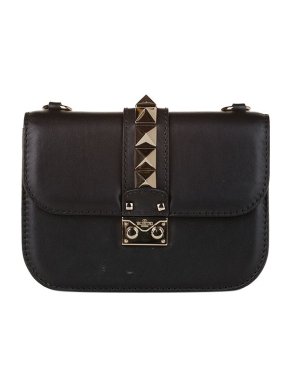 Valentino Garavani black leather Rockstud Glam Lock bag