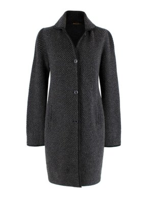 Loro Piana Dark Grey Cashmere Tweed Coat