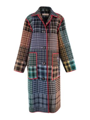Marni Multicolour Woven Check Long Coat