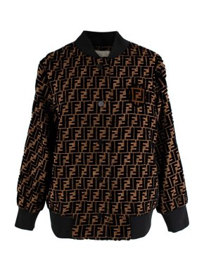 Fendi FF Black Logo Velvet Bomber Jacket