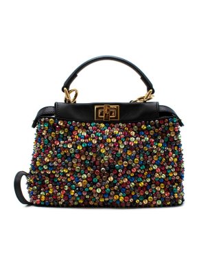 Fendi Peekaboo Multicoloured Bead Embellished Mini Top Handle Bag