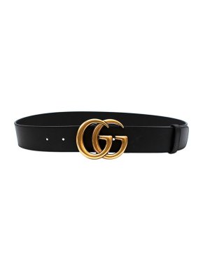 Gucci GG logo black leather belt - Size 80