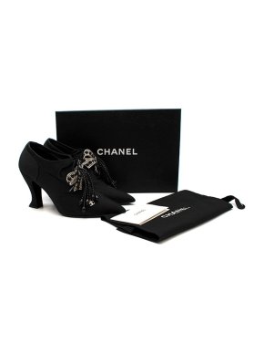 Chanel Black front bow embellished stilettos