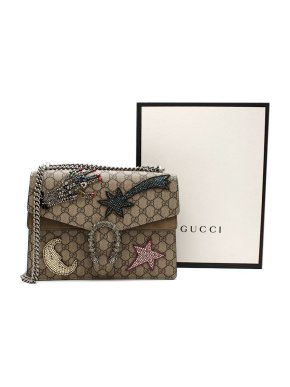 Gucci Crystal Embellished Supreme Medium Dionysus Bag