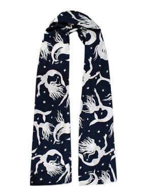 Valentino Garavani Mermaid Print Navy Silk Headscarf