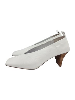 Jil Sander white leather babouche heeled pumps