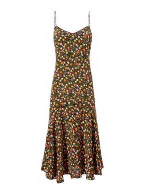 Ganni Joycedale Marina Multicolored Flutter Hem Dress