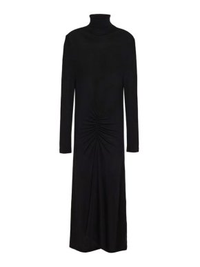 Toteme black fine knit ruched Romange knit dress